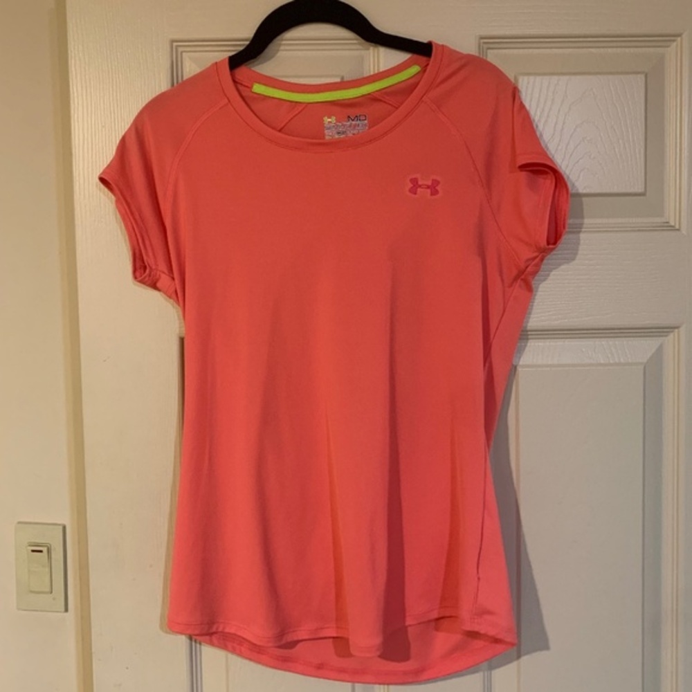 Under Armour Orange Semi- fitted Top sz M